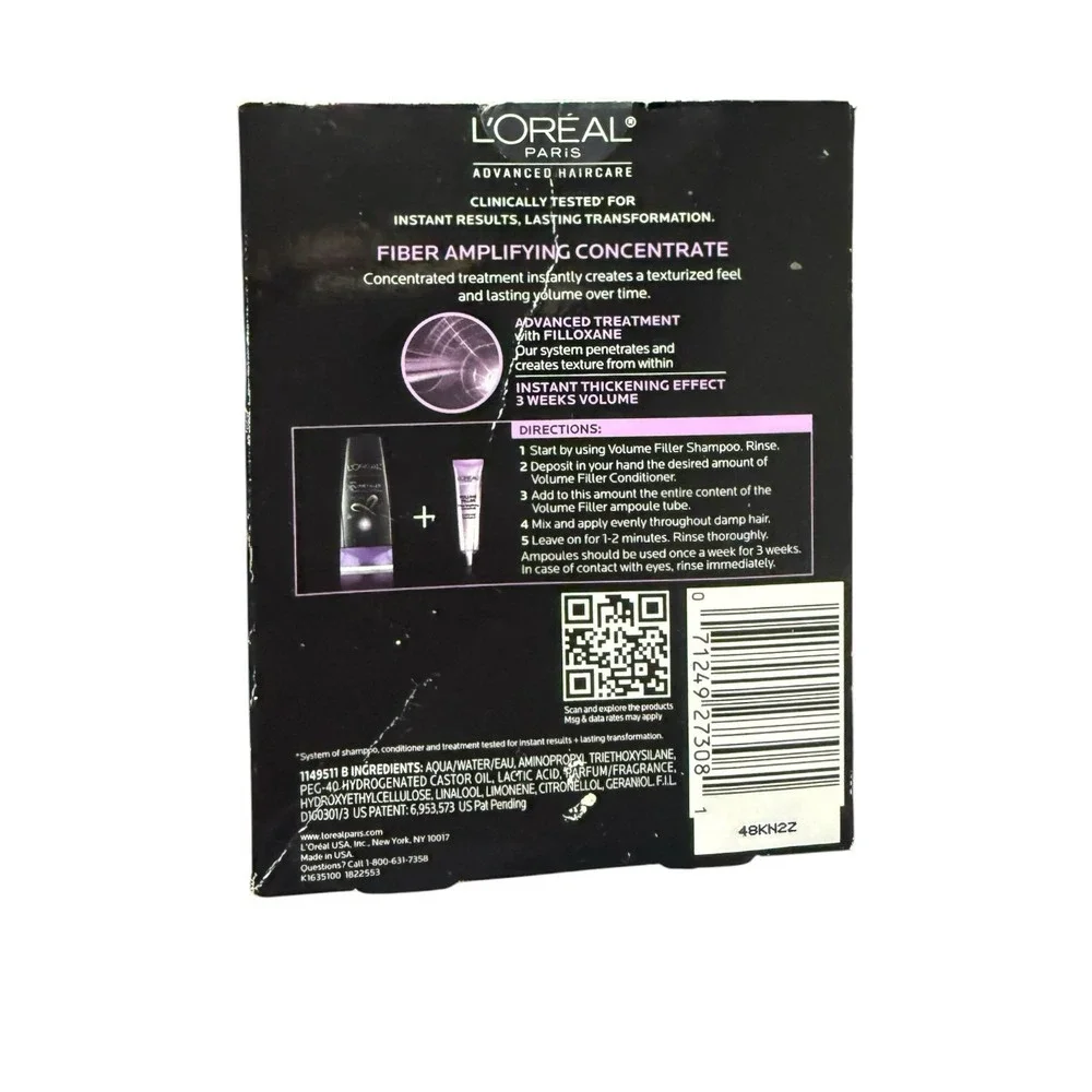 L'Oreal Volume Filler Fiber Amplifying Concentrate 3 Ampoules Shower Treatment